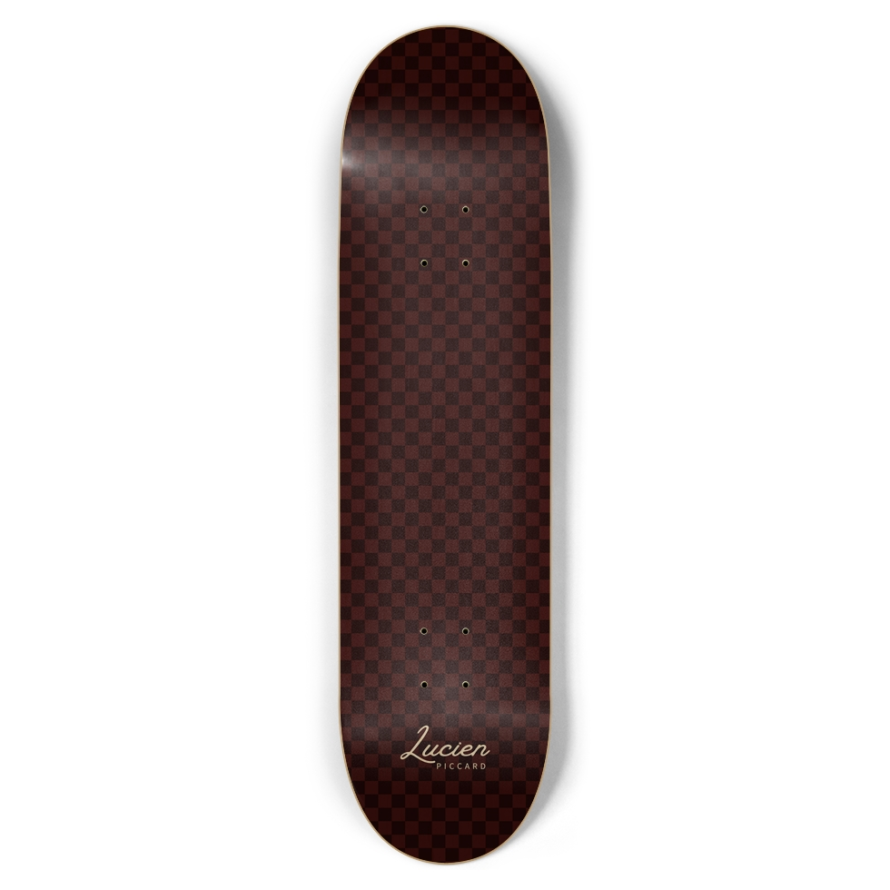 Lucien Piccard Brown Checkered Skateboard