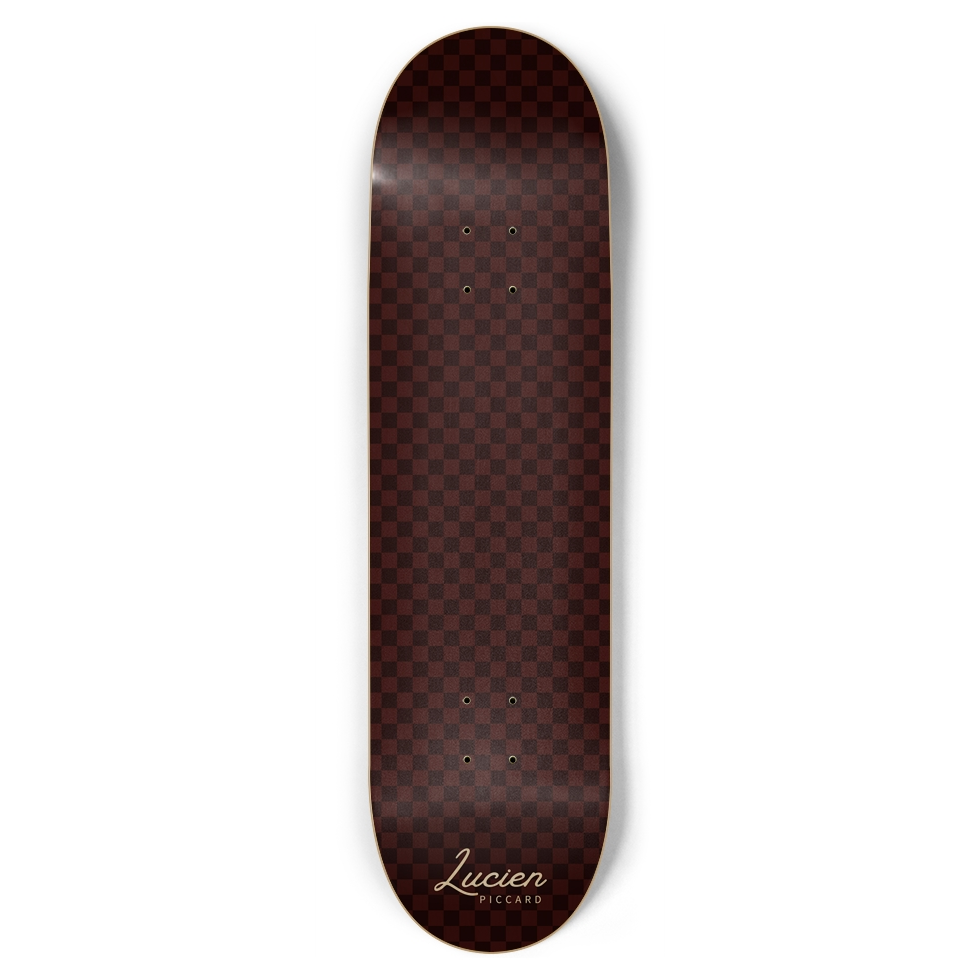 Lucien Piccard Brown Checkered Skateboard