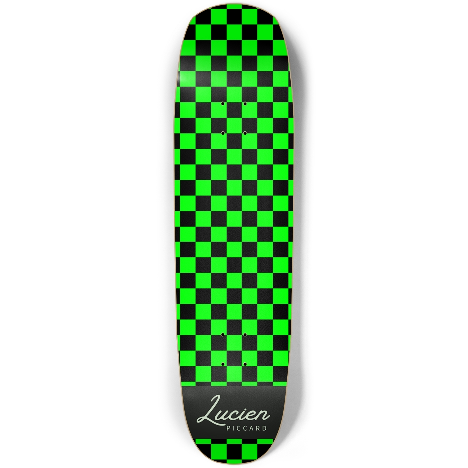 Lucien Piccard Green Checkered GITD Skateboard