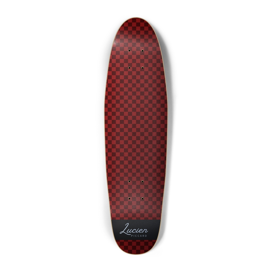 Lucien Piccard Maroon Checkered Skateboard