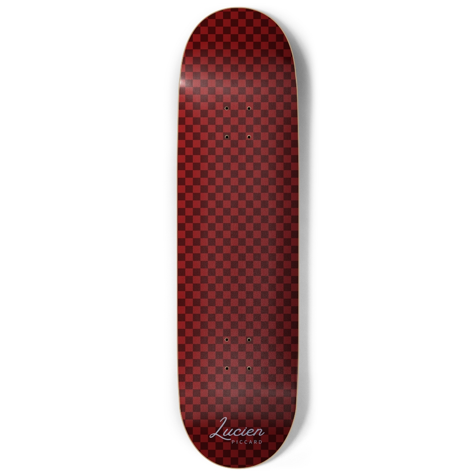 Lucien Piccard Maroon Checkered Skateboard