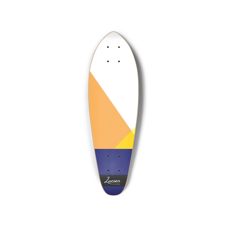 Lucien Piccard Geometric Mountain Sunset Skateboar